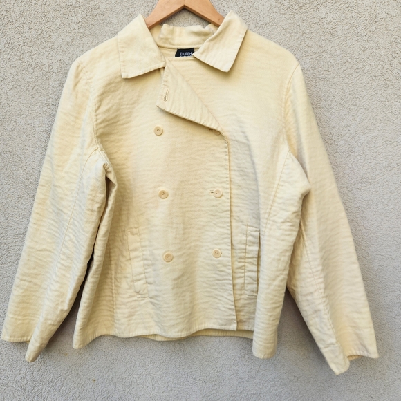 Eileen Fisher Jackets & Blazers - Eileen Fisher Jacket Women's Medium Yellow Double Breasted Crinkle Finish